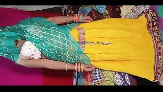 Rajasthani Bhabhi had a lot of fun after taking off her lehenga from her brother-in-law&comma; full 4K video